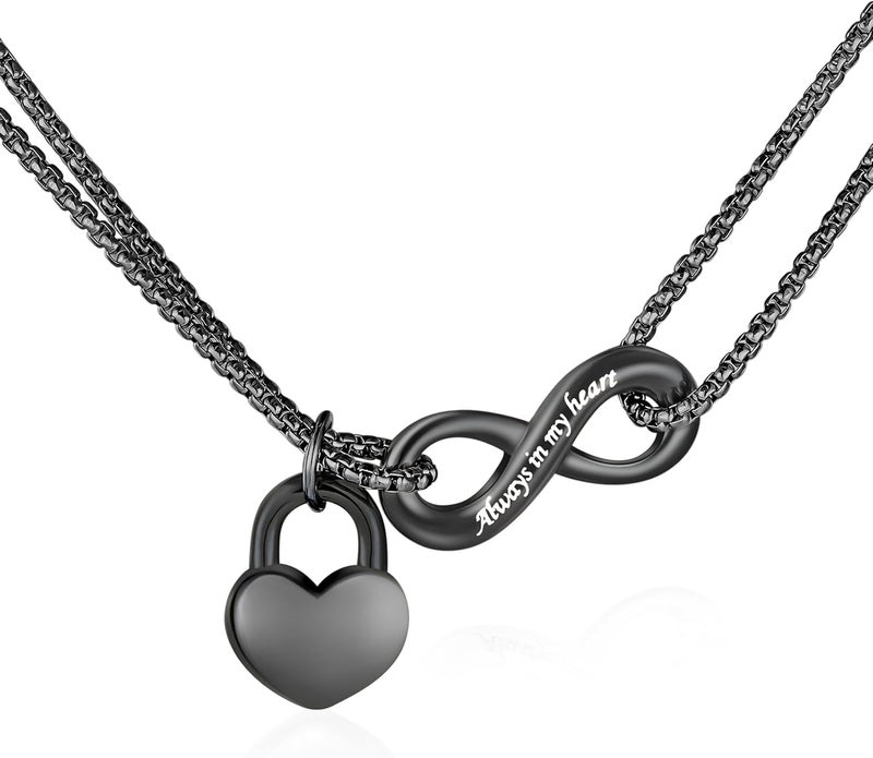 XIUDA Infinity Urn Necklace for Human Ashes Always in My Heart Cremation Necklace Stainless Steel Memorial Ash Jewelry for Women - Image 1
